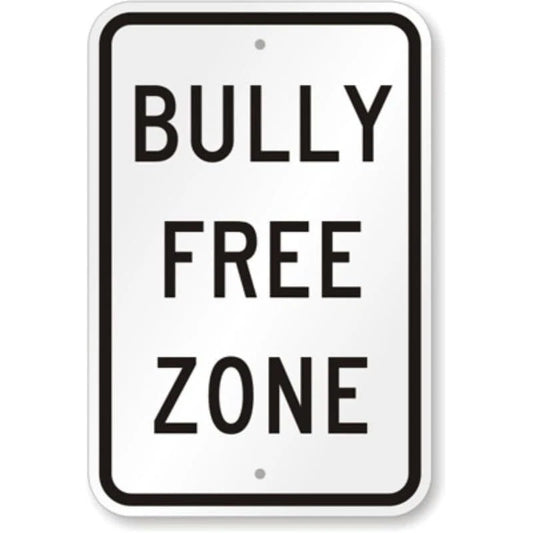 Bully Free Zone Vertical Black and White Aluminum Sign — product artwork