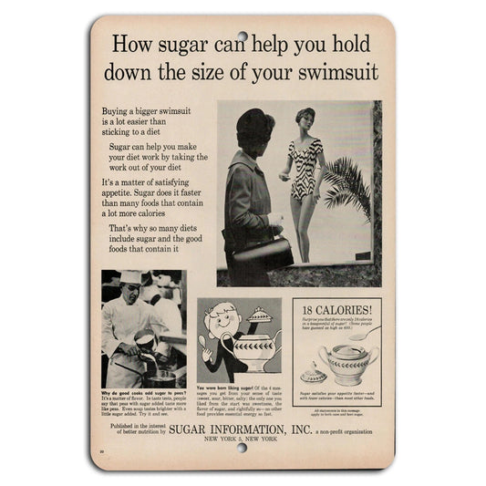 Vintage Retro Sugar Swimsuit Serenity Aluminum Sign — product artwork