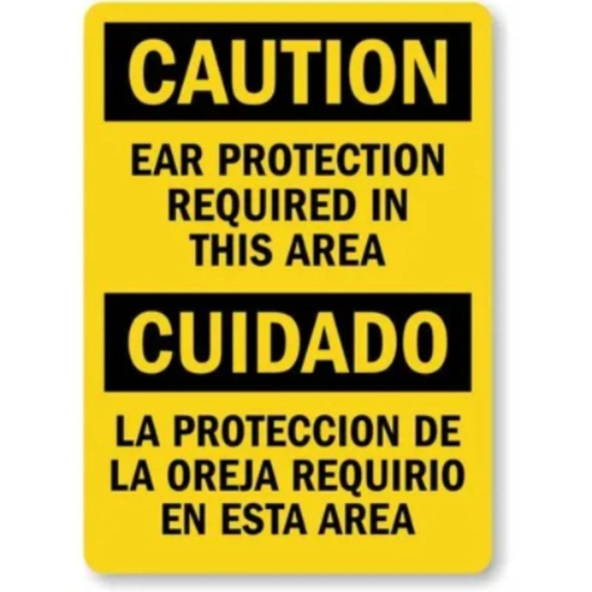 Bilingual Ear Protection Required in This Area Aluminum Sign — product artwork