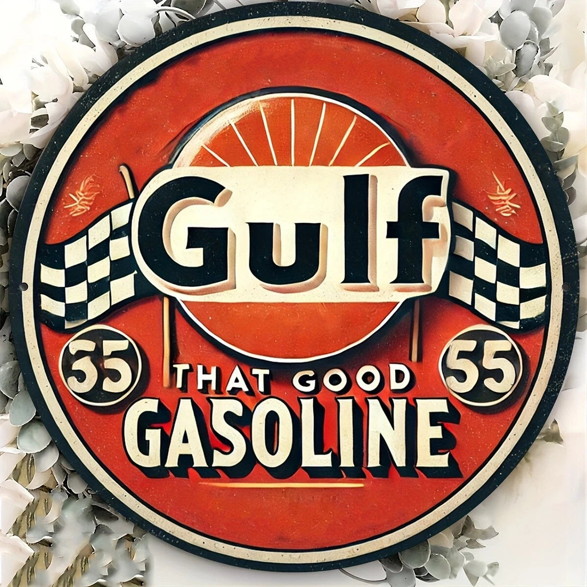Gulf Gasoline YOU CHOOSE Round Aluminum Sign — product artwork