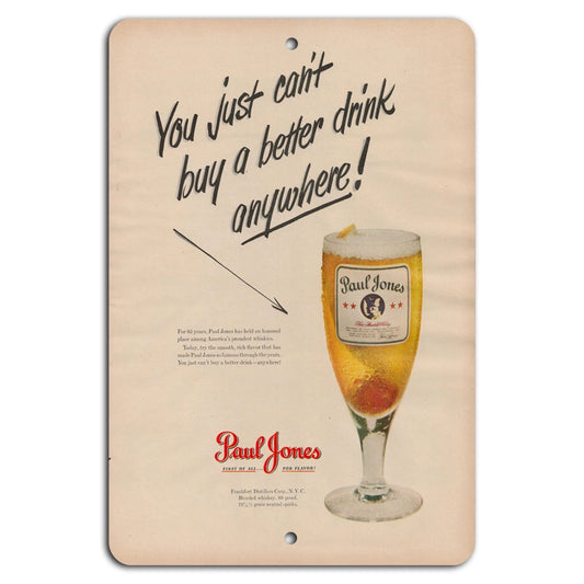 Paul Jones Whiskey Vintage Rustic Decorative Aluminum Sign — product artwork