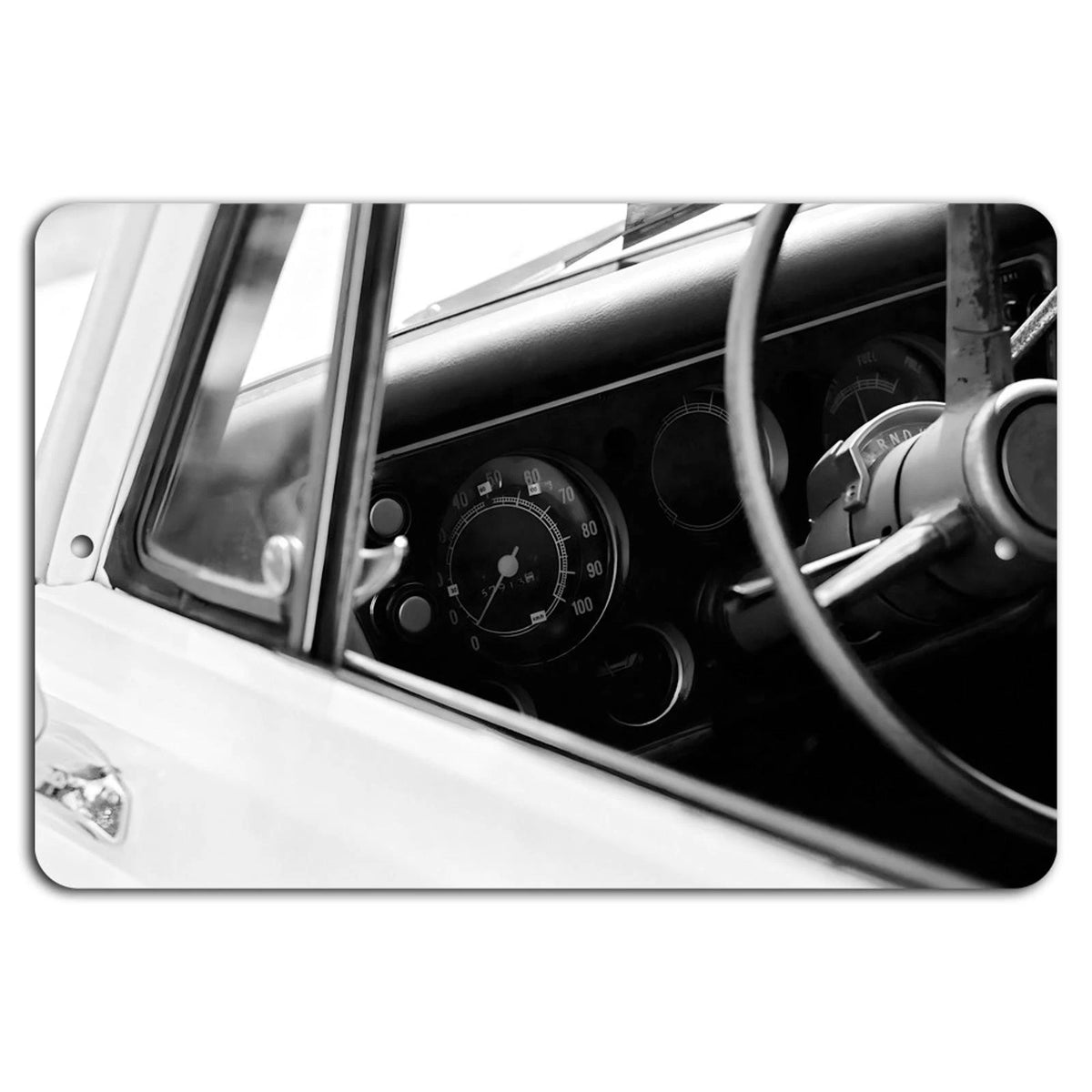 Retro Car Dashboard Vintage Aluminum Sign — product artwork