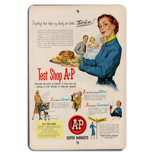 Vintage A&P Retro Grocery Kitchen Mid Century Aluminum Sign — product artwork