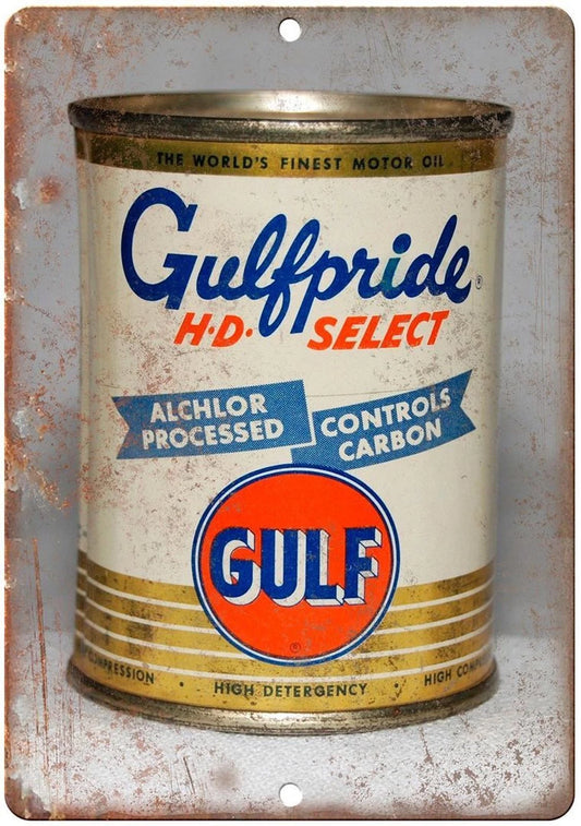 Gulf Motor Oil Gulfpride HD Select Retro Funny Aluminum Sign — product artwork