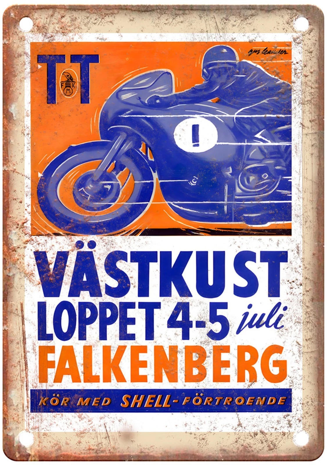 Västkustloppet Falkenberg Motorcycle Race Poster Aluminum Sign — product artwork