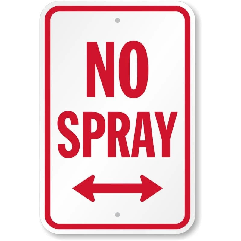 No Spraying with Bidirectional Arrow Aluminum Sign — product artwork