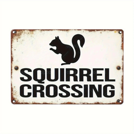 Squirrel Crossing Funny Garden Home Wall Aluminum Sign — product artwork