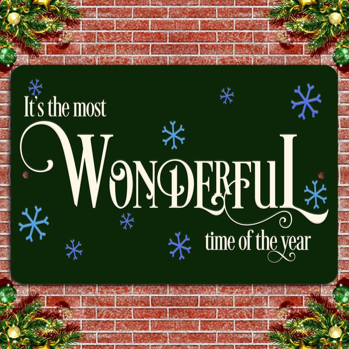 Festive Green Rustic Holiday Aluminum Sign — product artwork