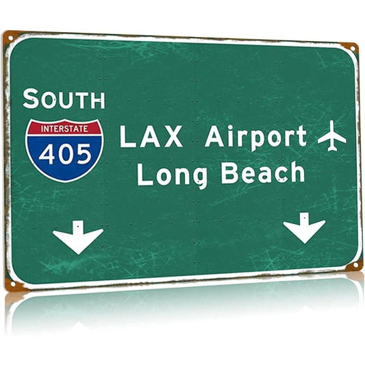 Vintage Airport Los Angeles Lax I 105 South Long Beach Aluminum Sign — product artwork