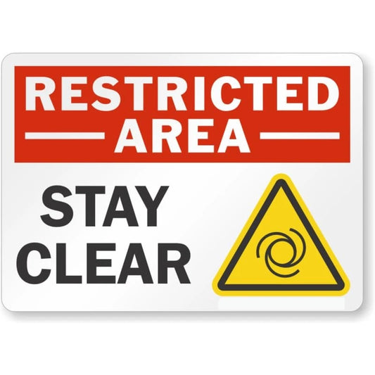 Stay Clear Restricted Area Aluminum Sign — product artwork