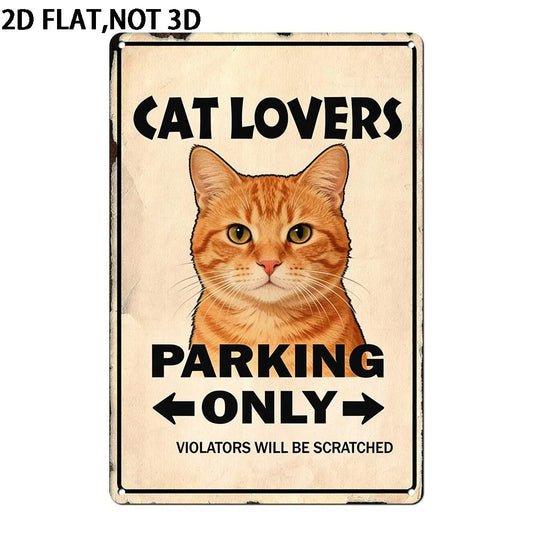 Cat Parking Funny Wall Art Aluminum Sign — product artwork