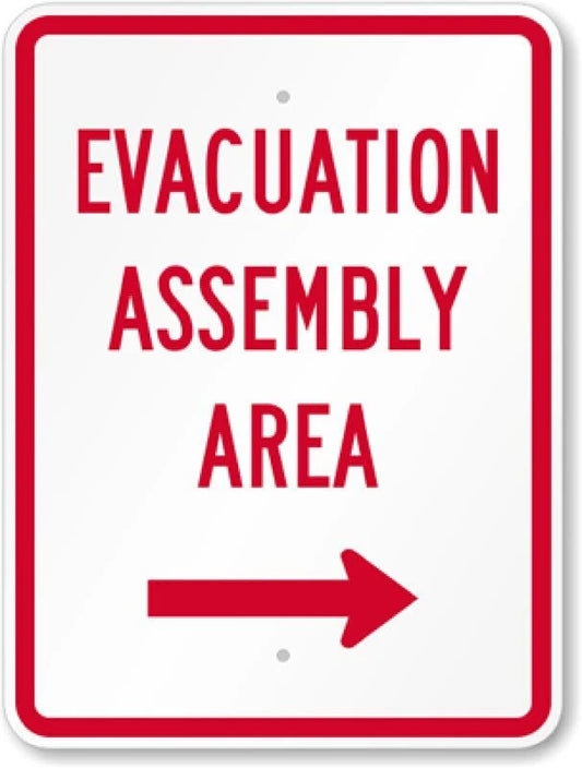Assembly Area Safety Arrow Aluminum Sign — product artwork