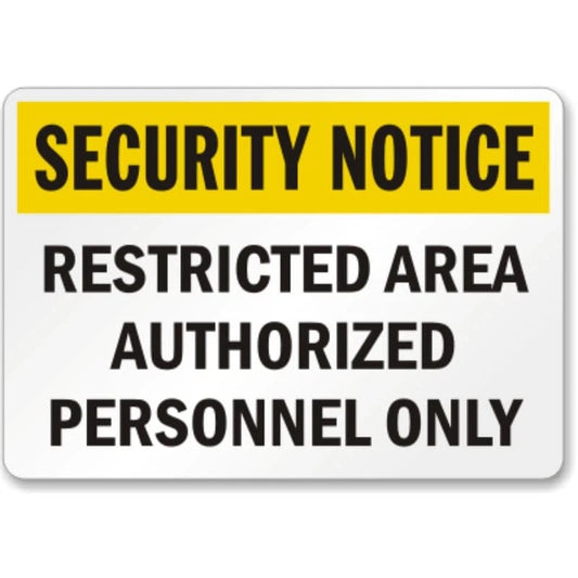 Restricted Area Security Aluminum Sign — product artwork