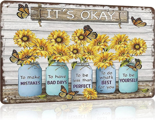 Vintage Sunflower Funny Inspirational Aluminum Sign — product artwork