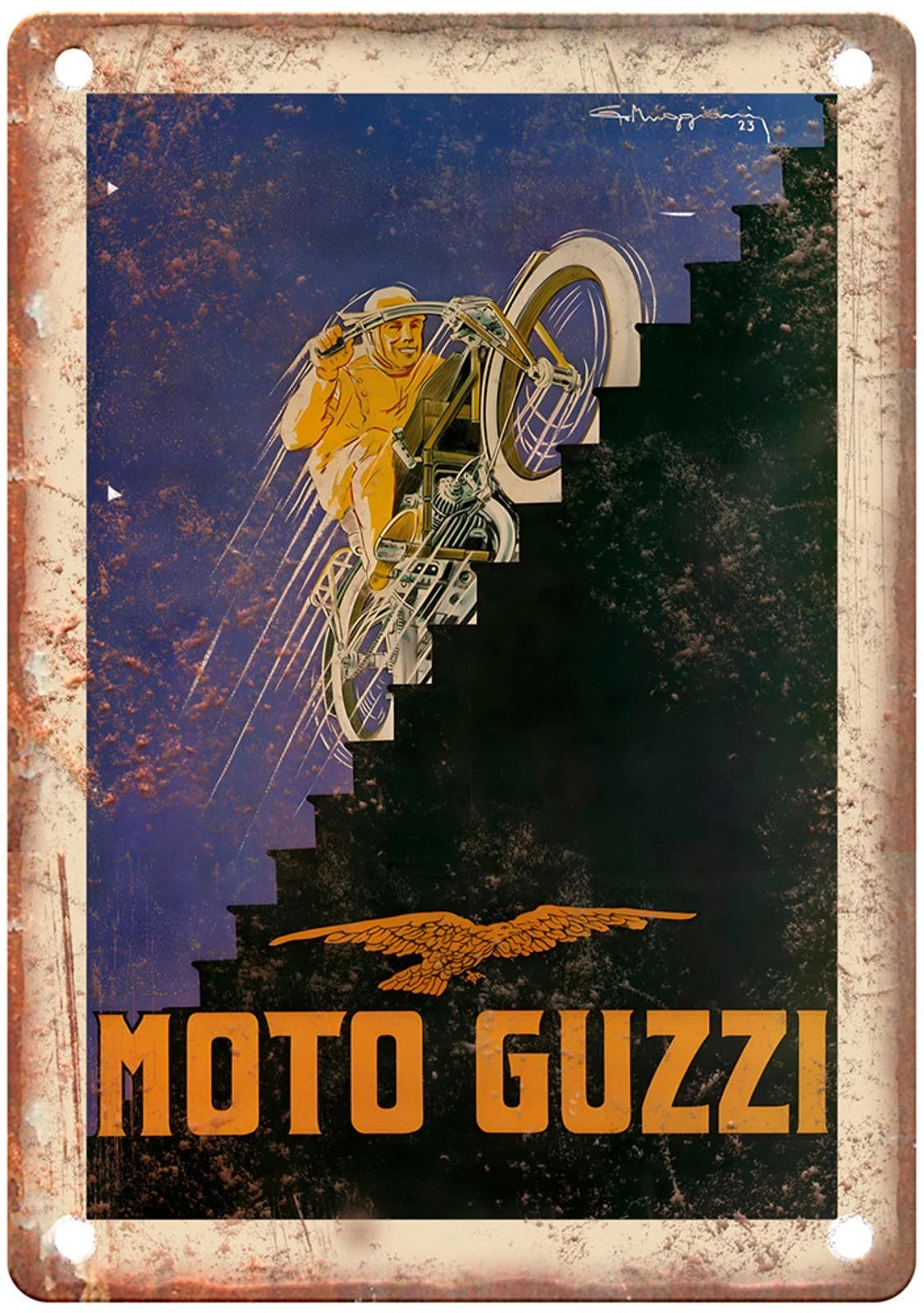 Vintage Motorcycle Retro 1923 Aluminum Sign — product artwork