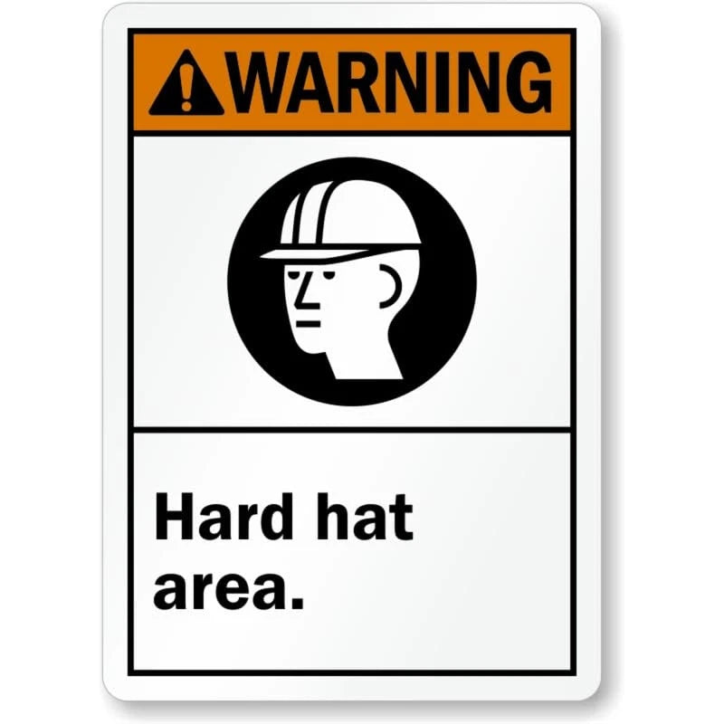 Hard Hat Area Warning Ansi Aluminum Sign — product artwork