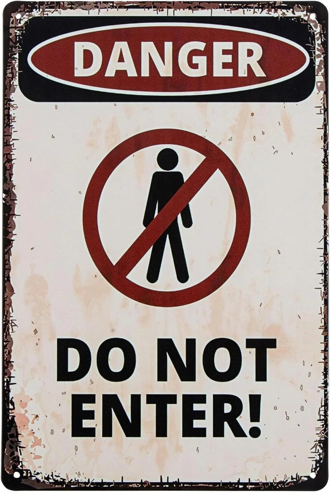Vintage Road Danger Do Not Enter Funny Home Aluminum Sign — product artwork
