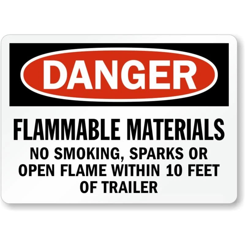 Flammable Materials No Smoking Aluminum Sign — product artwork