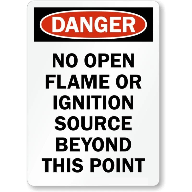 Warning No Open Flame Fire Hazard Aluminum Sign — product artwork