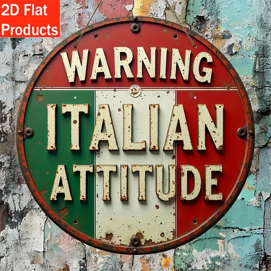 Ornamental Signs Vintage Italian Caution Round Aluminum Sign — product artwork