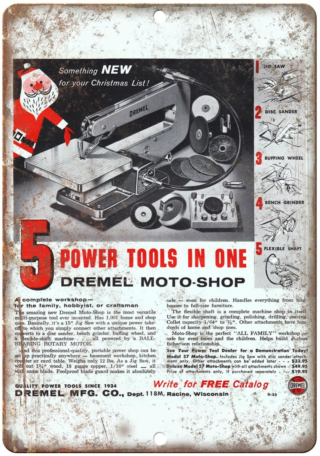 Vintage Dremel Moto-shop Reproduction Aluminum Sign — product artwork
