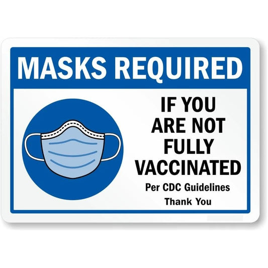 Mask Required If Not Fully Vaccinated Cdc Guideline Aluminum Sign — product artwork