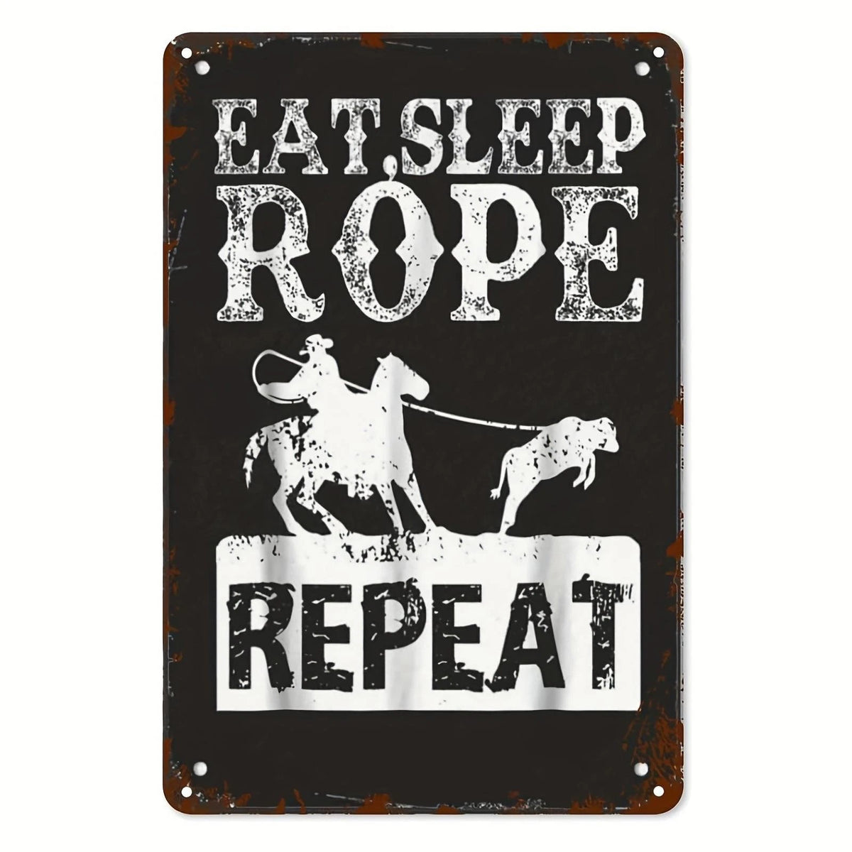 Vintage Eat Sleep Rope Repeat Funny Aluminum Sign — product artwork