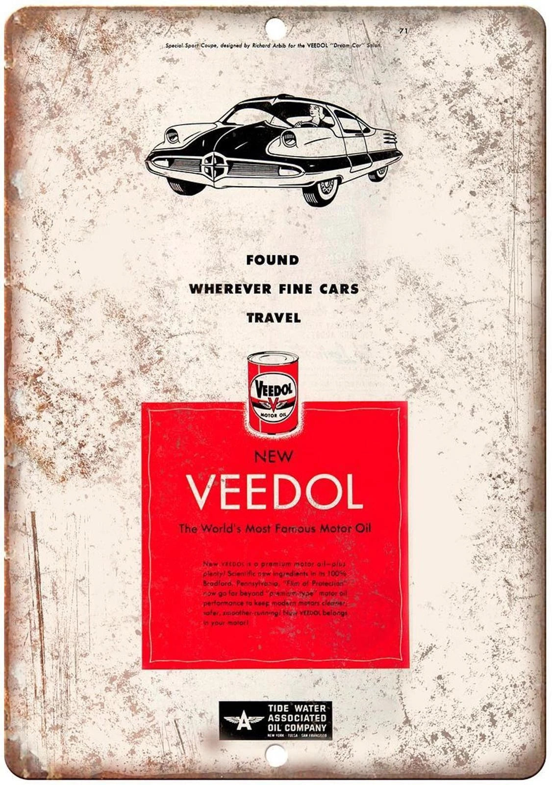 Veedol World's Most Famous Motor Oil Vintage Sign — product artwork