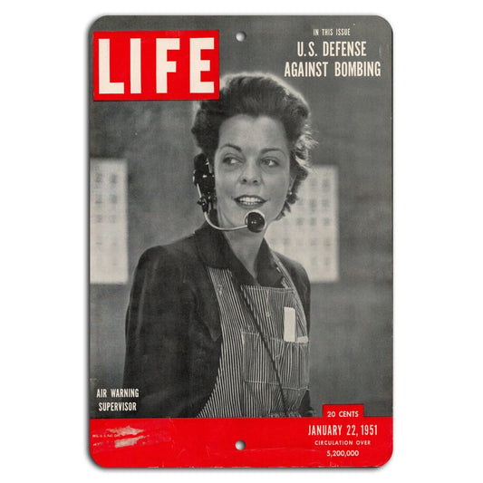 Vintage LIFE Magazine Cover 1951 Air Warning Supervisor Aluminum Sign — product artwork
