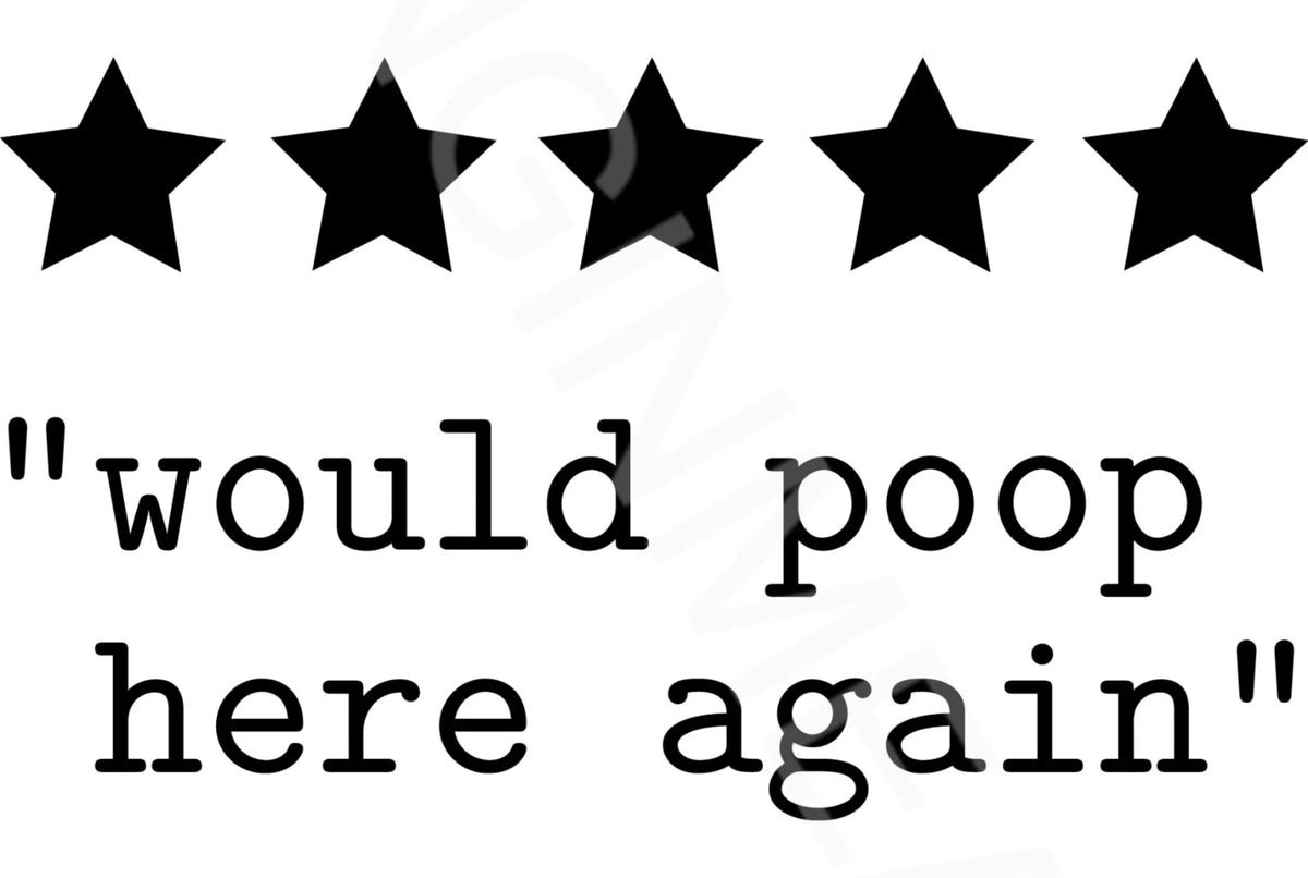 Would Poop Here Again Bathroom Review Funny Aluminum Sign — product artwork