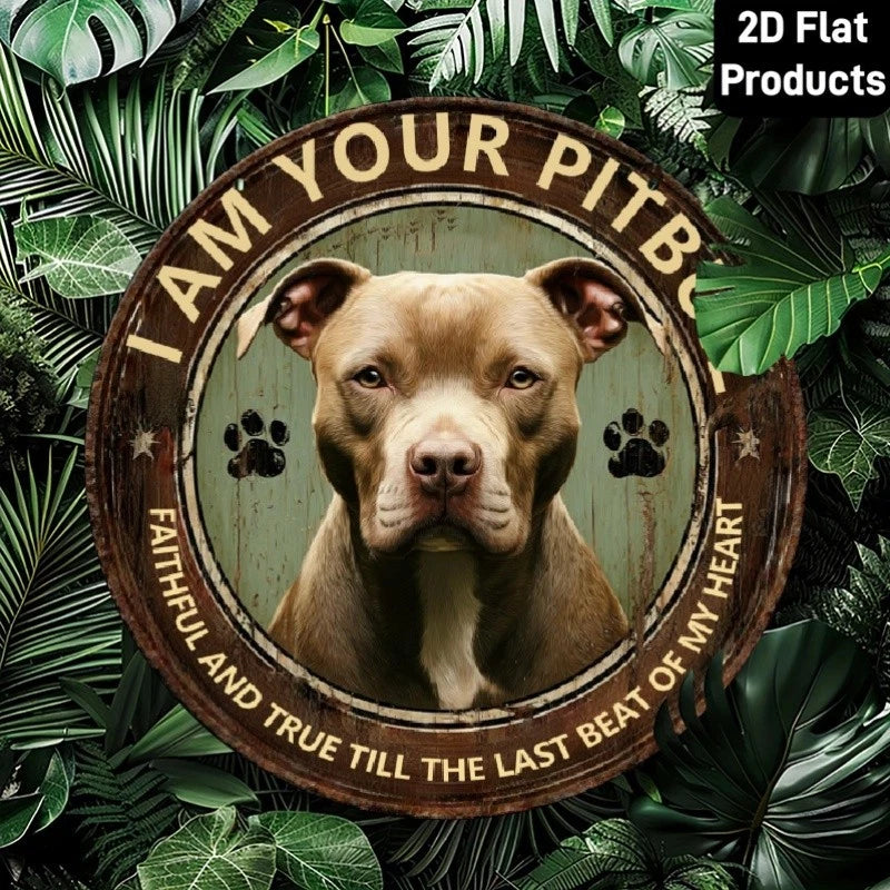 Pitbull Vintage I Am Your Faithful Funny Round Aluminum Sign — product artwork