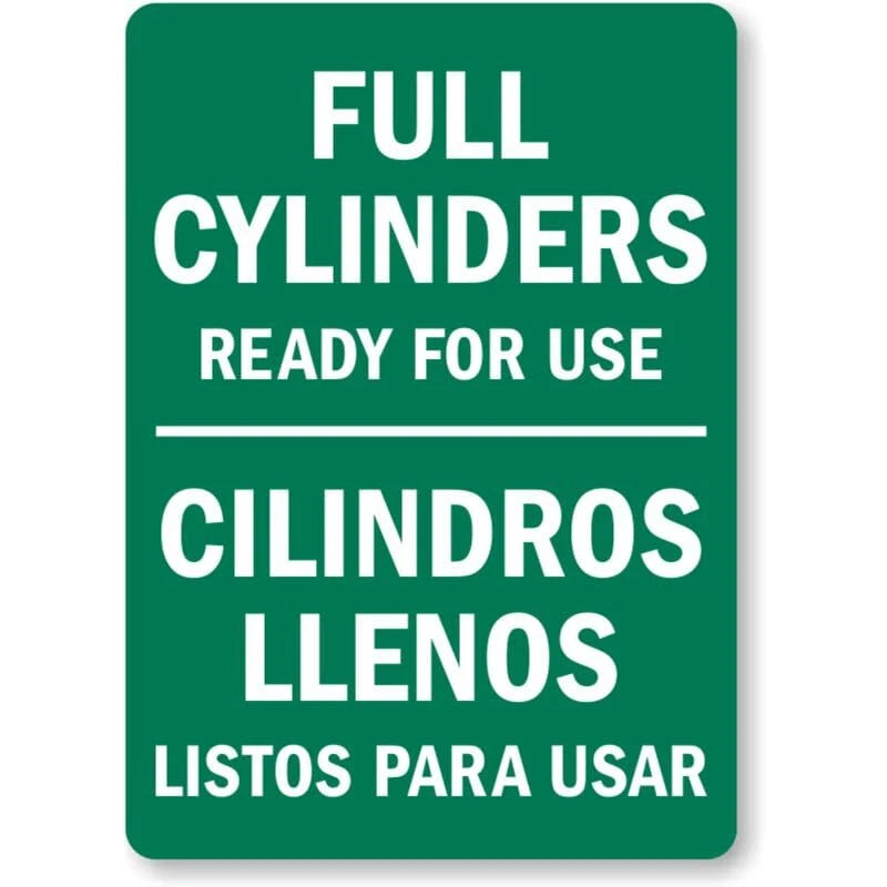 Bilingual Cylinder Gas Aluminum Sign — product artwork