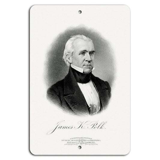 James K Polk Vintage Patriotic Garage Aluminum Sign — product artwork