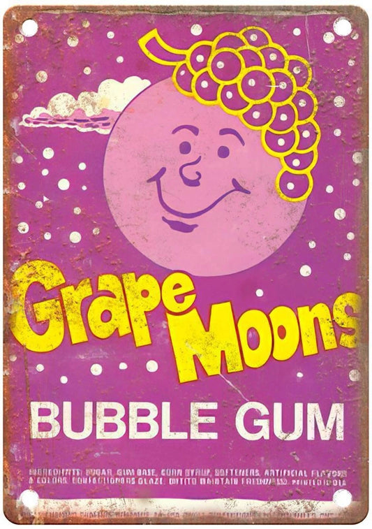 Grape Moons Bubble Gum Vintage Wrapper Aluminum Sign — product artwork