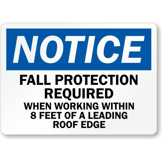 Fall Protection Required Roof Aluminum Sign — product artwork