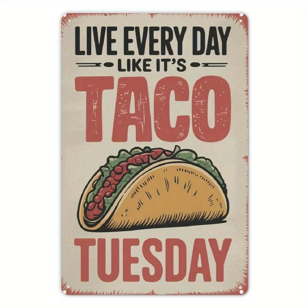 Taco Lover Tin Festive Kitchen Aluminum Sign — product artwork