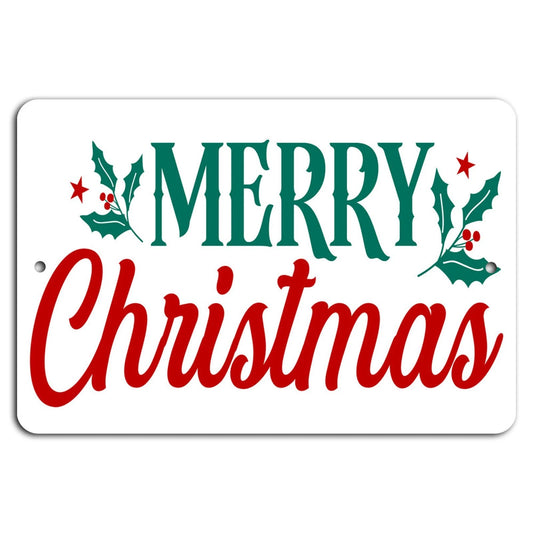 Christmas Holly Rustic Holiday Decorative Aluminum Sign — product artwork