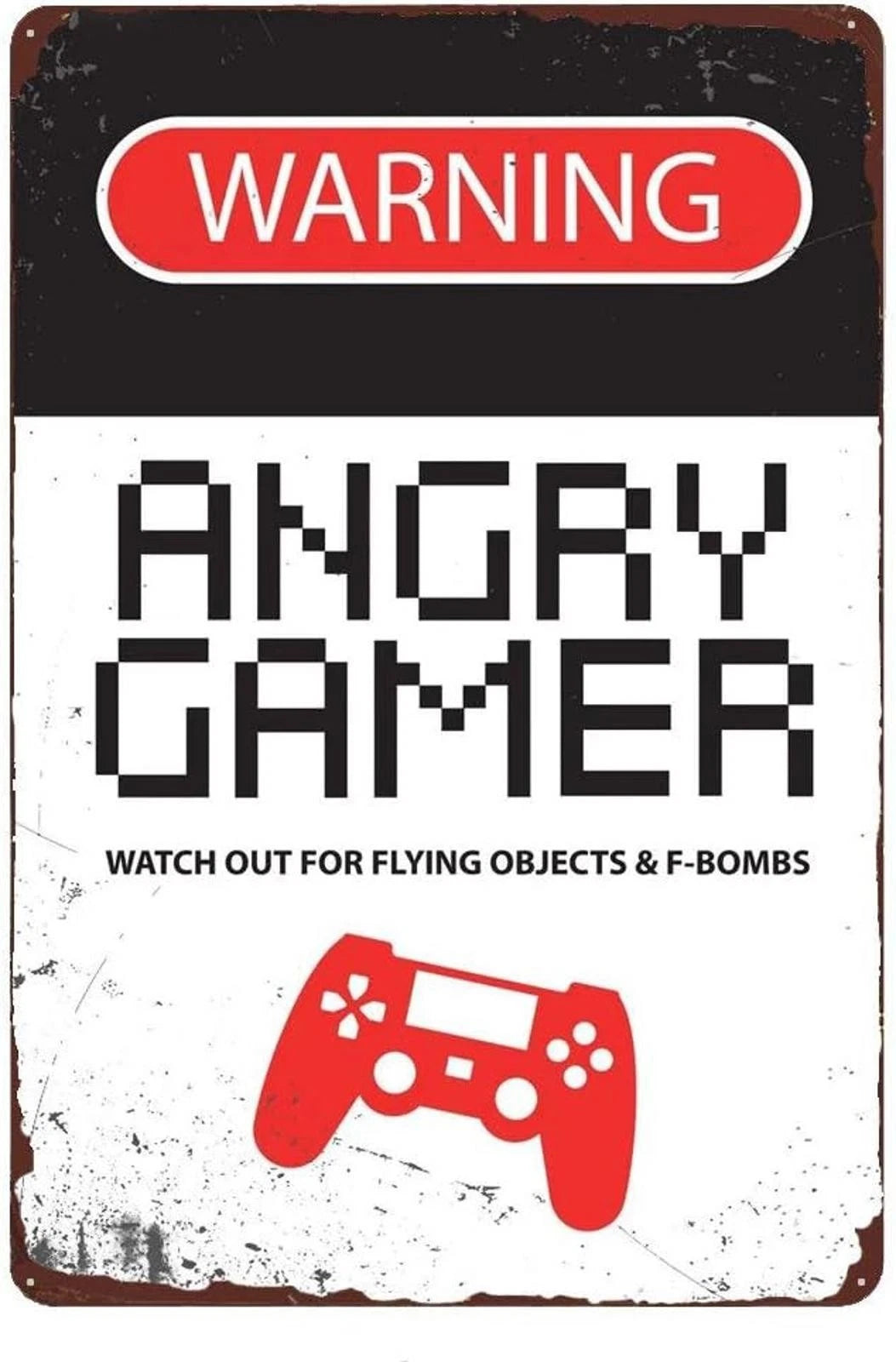Angry Gamer Funny Video Game Wall Art Aluminum Sign — product artwork