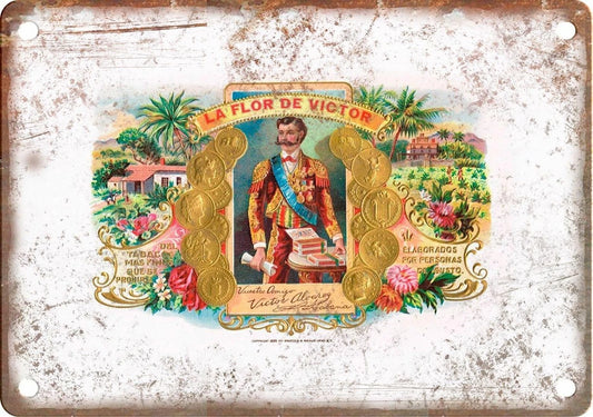 La Flor De Victor Cigar Box Reproduction Aluminum Sign — product artwork