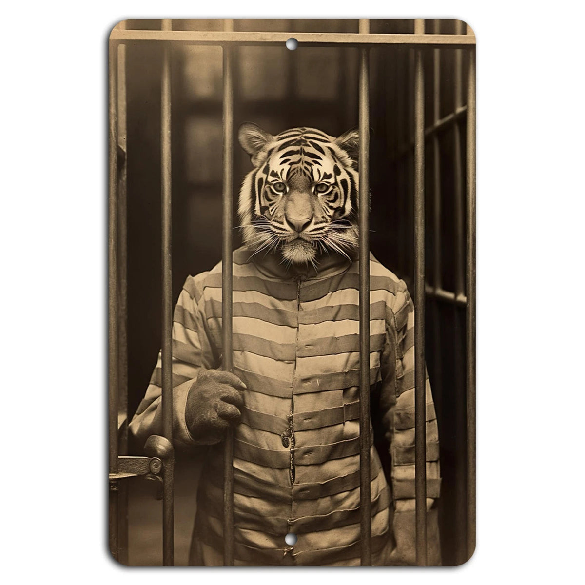 Vintage Tiger Jailhouse Humor Aluminum Sign — product artwork
