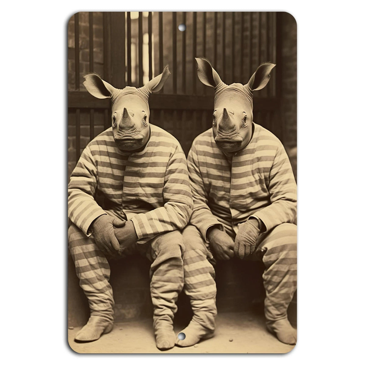 Vintage Rhino Retro Humor Aluminum Sign — product artwork