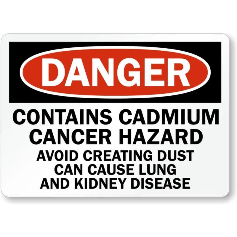 Warning Cadmium Cancer Hazard Danger Aluminum Sign — product artwork