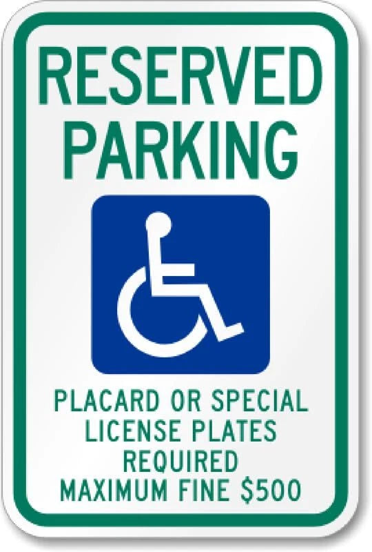 Reserved Parking Placard Required Maximum $500 Fine Sign — product artwork