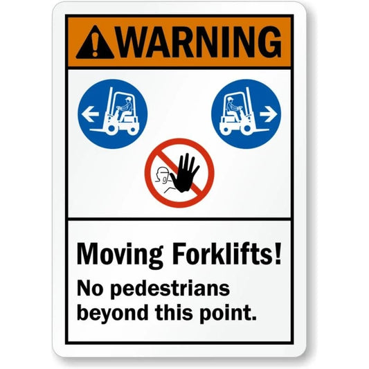 Moving Forklifts No Pedestrians Aluminum Sign — product artwork