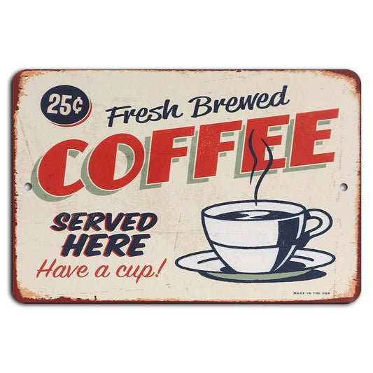 Vintage Coffee Rustic Cafe Aluminum Sign — product artwork