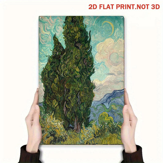 Van Gogh Cypresses Vintage Funny Aluminum Sign — product artwork