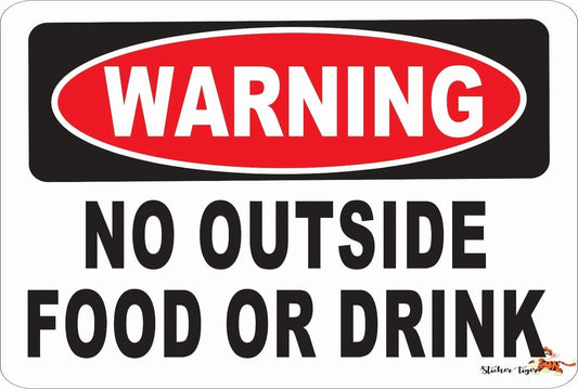 No Outside Food Sticker Tiger Funny Novelty Aluminum Sign — product artwork