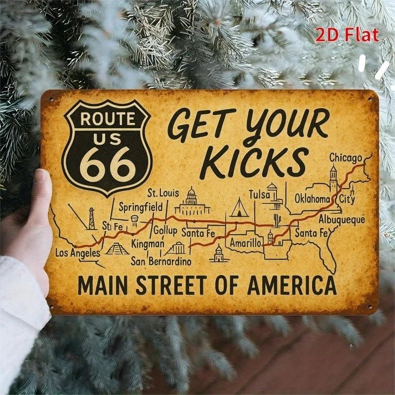 Vintage Route Americana Cities State Names Aluminum Sign — product artwork