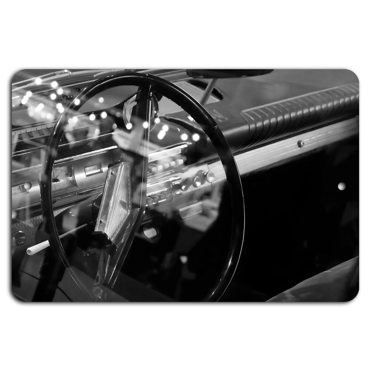 Vintage Steering Wheel Retro Garage Aluminum Sign — product artwork