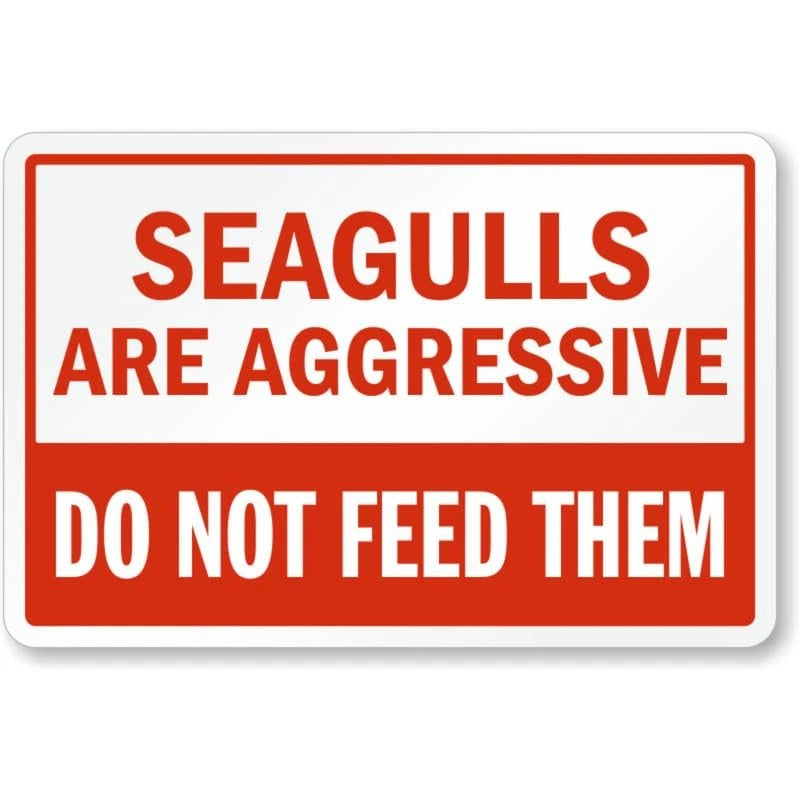 Seagulls Are Aggressive Dont Feed Them Aluminum Sign — product artwork